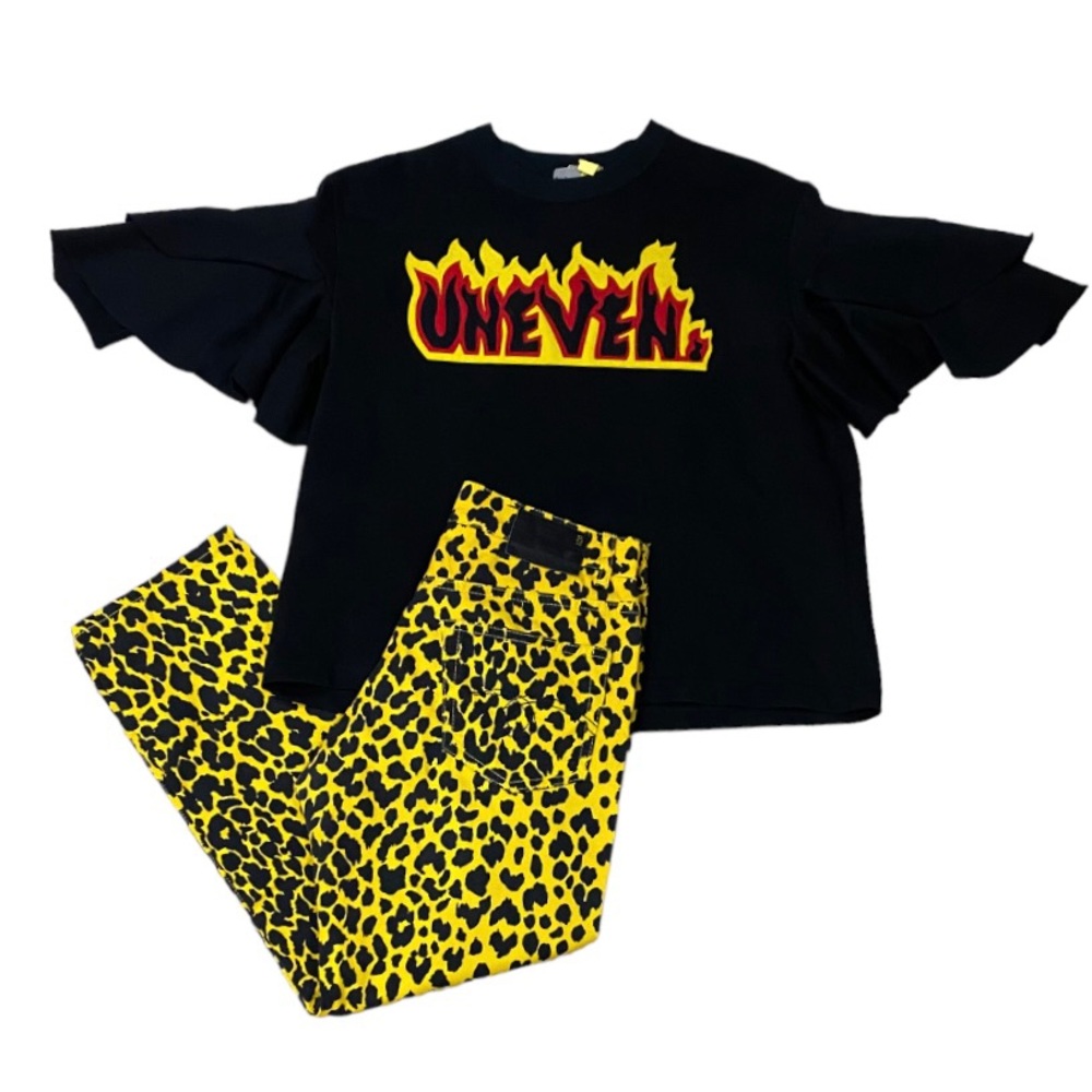 KOLOR INCORPORATED Black Tee Uneven Flame Patch